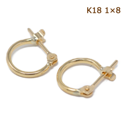 フープピアス フープ K18  パイプサイズ 1mm × 8mm 18金 ゴールド レディース メンズ ピアス y180100