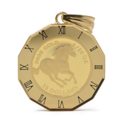 コイン ホース コイン ペンダント トップ 金貨 K24 1/10オンス 24金 枠 18金 y190111