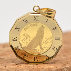 コイン ウルフ 狼 コンドル コイン ペンダント トップ 純金 金貨 K24 1/25オンス 24金 枠 18金 k18 y200015