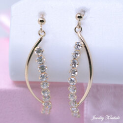 エレガント ピアス K10 10金 ゴールド キラキラ 揺れる レディース y210049