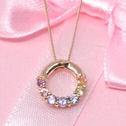 アミュレット ネックレス round forme ペンダント ピンクゴールド 厄除け 7色 七色 K10PG 誕生日 レディース ジュエリー アクセサリー プレゼント マルチカラー y220010