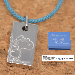 Vintage PEANUTS × phiten ファイテン スクエア ターコイズ SNOOPY スヌーピー Woodstock ウッドストック ステンレス スチール ペンダント y220080