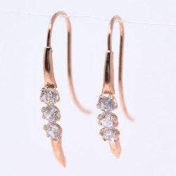 フックピアス 軽やかな ピアス スリーストーン アメリカン レディース 10金 ピンクゴールド k10pg 10KPG y220135