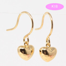 フックピアス 可愛い ぷっくり ハート 揺れる ピアス レディース 18金 k18 18k y220169