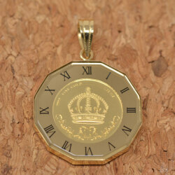 コイン 王冠 クラウン Crown コイン ペンダント トップ 純金 K24 1/25オンス 24金 枠 18金 k18 ローマ数字 y220220