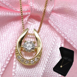馬蹄 18金 k18 18k ダイヤモンド Pt 0.14Ct ダイヤ オシャレな ネックレス ペンダント 幸運ホースシュー プレゼント y220239