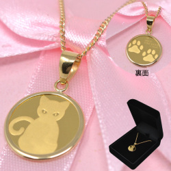 コイン ペンダント 純金 ネコ キャット 猫足跡 コイン 24金 1/25 オンス 24金 K24 18金 k18 18k 喜平 40cm ネックレス レディース y220262