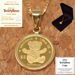 2023年 限定 コイン テディベア Teddy Bear  エリザベス ペンダント 純金 24金 枠 18金 k18 18k 1/30オンス 小サイズ 18k 喜平 40cm ネックレス レディース y230091