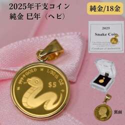 2025年 限定 干支 巳年 コイン 蛇 ヘビ Snake Coin コイン ペンダント トップ 純金 24金 枠 18金 k18 18k 1/30オンス 小 サイズ