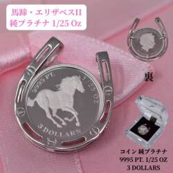 コイン ペンダント トップ 馬 馬蹄 ホースシュー 幸運 ツバル エリザベスコイン 1/25オンス 純プラチナ Pt999 枠 Pt850 プレゼント ギフト 送料無料