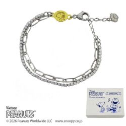 PEANUTS phitenモデル キラキラ プレートライン ブレスレット 正規品 2026年 PEANUTS ファイテン ステンレススチール ブレスレット レディース オリジナル BOX 送料無料 y260095