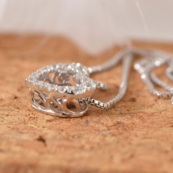 ダンシングストーン ネックレス ハート 揺れる ピンクトルマリン y150380