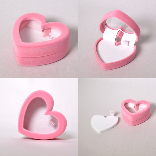 幸せ ハート ジュエリー ケース 携帯用 中身が見える 指輪 ネックレス  