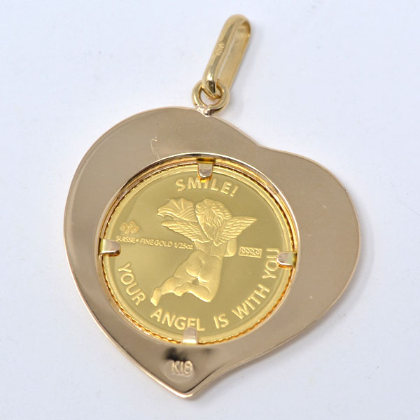 ☆美品☆早い者勝ち☆K24/18YG金エンジェルコイン ペンダント