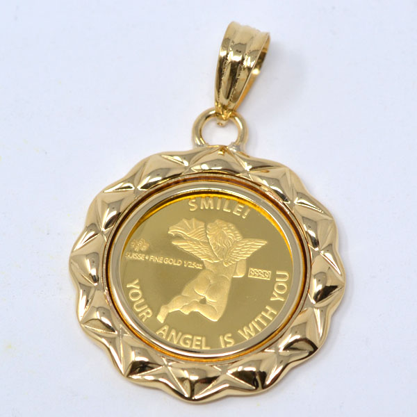 コイン エンジェル コイン ペンダント トップ 金貨 K24 1/25