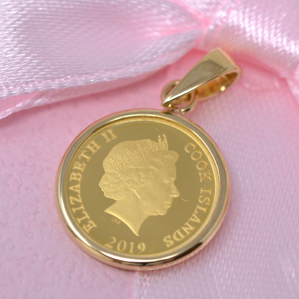 2019年 コイン Dogs チワワ 犬 エリザベス 2世 ペンダント トップ 金貨  