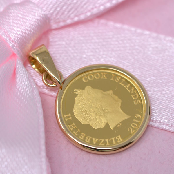 2019年 コイン Dogs チワワ 犬 エリザベス 2世 ペンダント トップ 金貨  