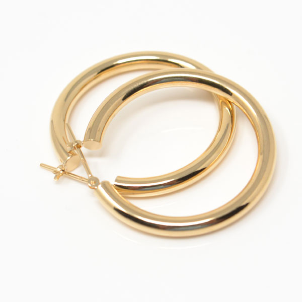 フープピアス フープ K18 両耳用 パイプサイズ 3mm × 30mm 18金 18k