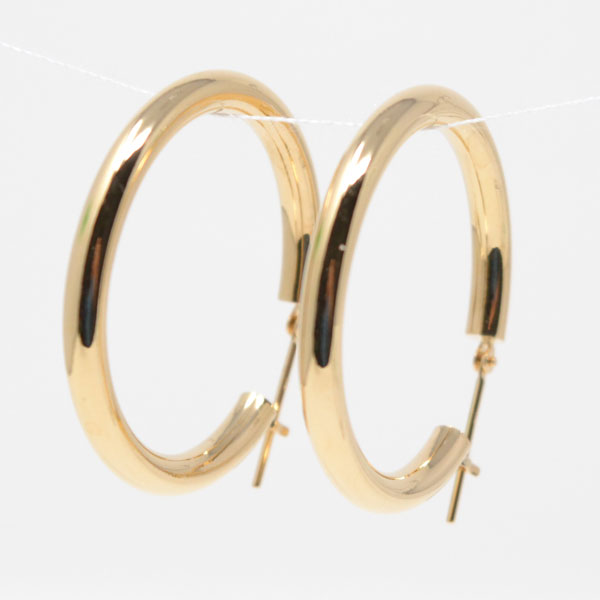フープピアス フープ K18 両耳用 パイプサイズ 3mm × 30mm 18金