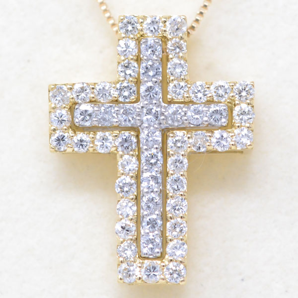 十字架 クロス ネックレス 18金 K18 18K 3way ネックレス ダイヤモンド 