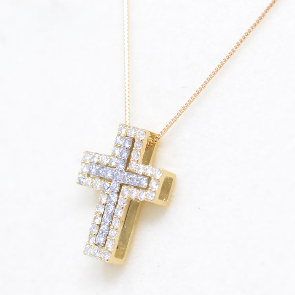 十字架 クロス ネックレス 18金 K18 18K 3way ネックレス ダイヤモンド 