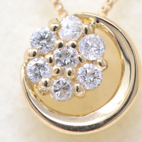 ラッキー セブン ダイヤモンド お花 デザイン 18金 K18 18K ネックレス