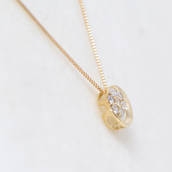 ラッキー セブン ダイヤモンド お花 デザイン 18金 K18 18K ネックレス 