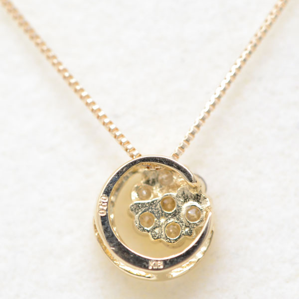 ラッキー セブン ダイヤモンド お花 デザイン 18金 K18 18K ネックレス 