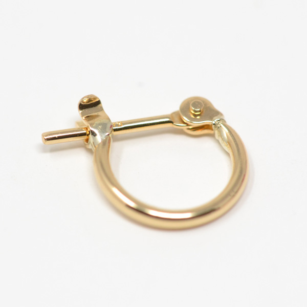 【未使用】フープピアス K18 小ぶり 1mm×8mm フープピアス 小さめ 日本製 両耳用 フープ 18k K18 18金