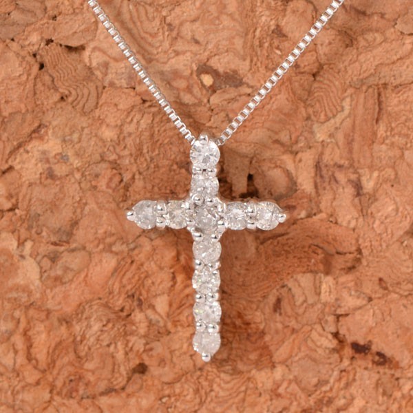 クロス ネックレス Pt プラチナ ダイヤモンド 0.2ct 十字架 ペンダント 
