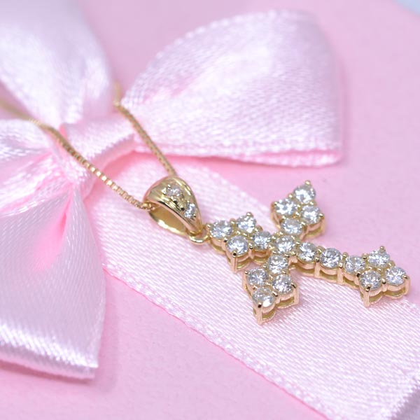 クロス ダイヤモンド 18K 18金 K18 ゴールド 綺麗 デザイン