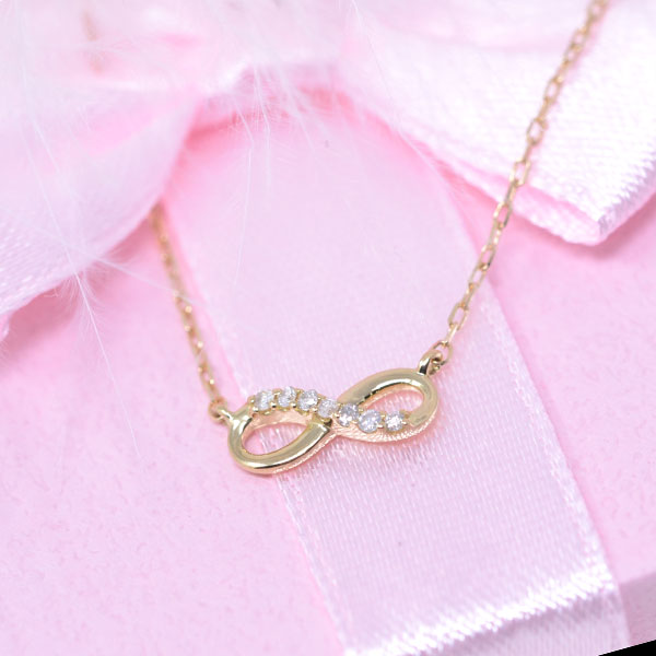 インフィニティ ペンダント ネックレス 18金 k18 18k ダイヤモンド 