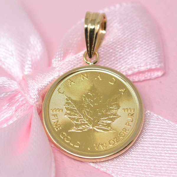 メイプル コインペンダント カナダ エリザベス メイプルリーフ 1/10  