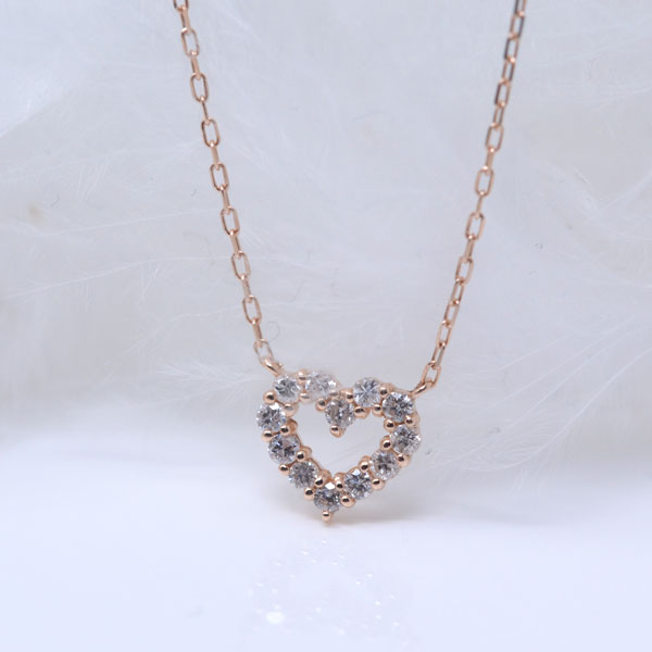 オープンハート ネックレス ペンダント ダイヤモンド キラキラ  