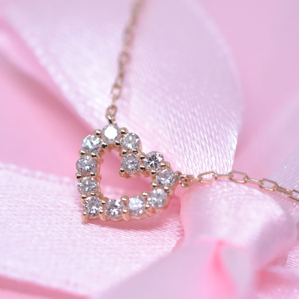 オープンハート ネックレス ペンダント ダイヤモンド キラキラ  