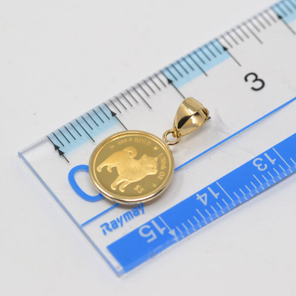 【豆柴】18金チェーン 2022年 限定 コイン DOG COIN 犬 豆柴 柴犬 コイン ペンダント
