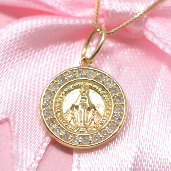 【18金】マリアダイヤモンドペンダント 0.11ct K18 18金】マリアダイヤモンドペンダント 0.11ct K18