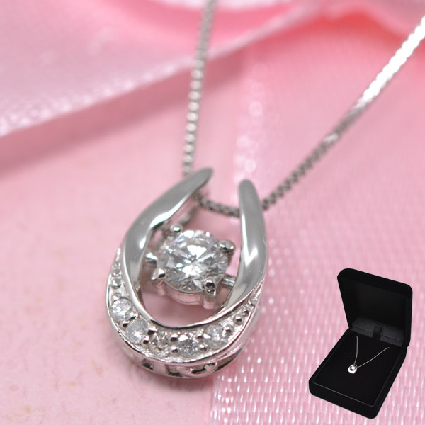 馬蹄 プラチナ ダイヤモンド Pt 0.14Ct ダイヤ オシャレな ネックレス 