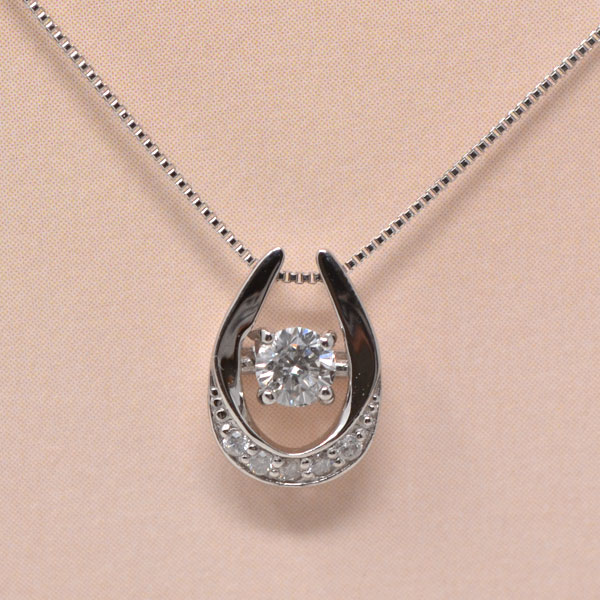 馬蹄 プラチナ ダイヤモンド Pt 0.14Ct ダイヤ オシャレな ネックレス 
