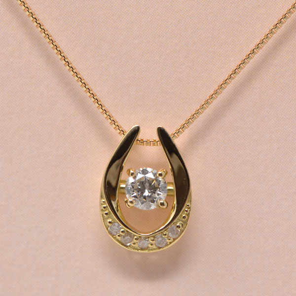 馬蹄 18金 k18 18k ダイヤモンド Pt 0.14Ct ダイヤ オシャレな