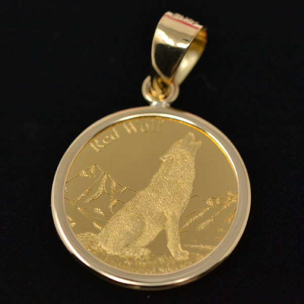  ペンダント ウルフ＆コンドル 24金 18金 新品 コイン ウルフ コンドル コイン ペンダント トップ 純金 K24 1/25