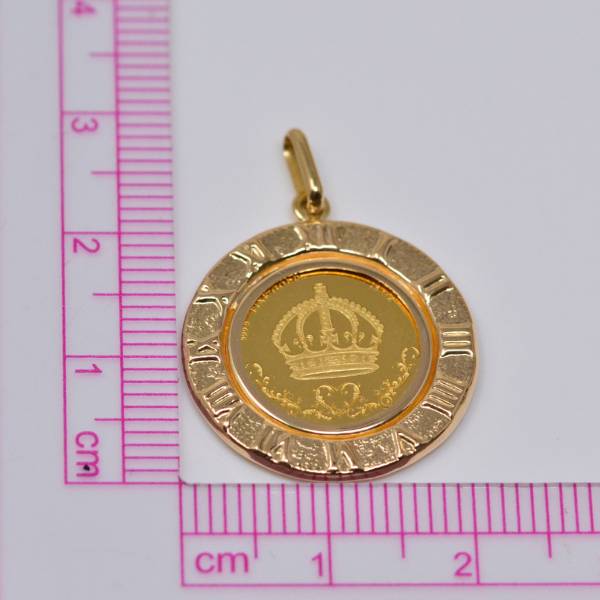 コイン 王冠 クラウン Crown コイン ペンダント トップ 純金 K24 1/25
