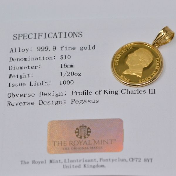 2024年 限定 コイン ペガサス コイン ペンダント トップ 純金 24金 k24
