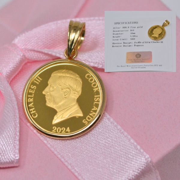 ２０２４年度版　ペガサス　　24金 2024年 限定 コイン ペガサス ペンダント トップ 純金 24金 k24 枠 18