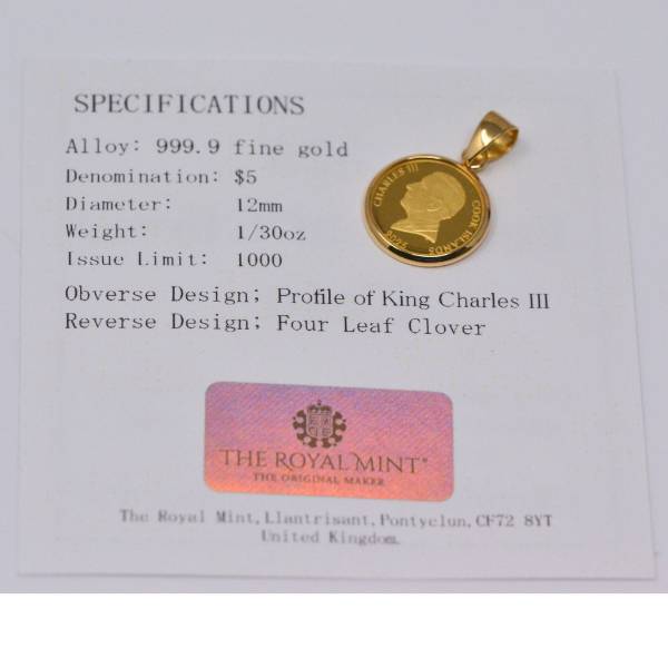 2025年 限定 クローバー 幸運 四つ葉 コイン ペンダント トップ 純金