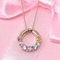 アミュレット ネックレス round forme ペンダント ピンクゴールド 厄除け 7色 七色 K10PG 誕生日 レディース ジュエリー アクセサリー プレゼント マルチカラー y220010