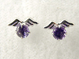 2月の誕生石アメジストK14WG(ホワイトゴールド)ピアス