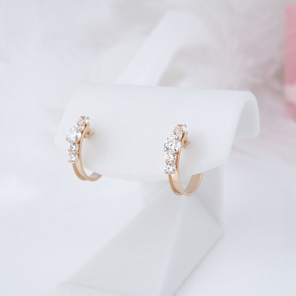 Ｋ10ＰＧフープ形ストーンピアス K10PG 10金ピンクゴールド 彼女  誕生日  ジュエリー アクセサリー ∞ y110131