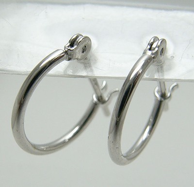 フープピアス　パイプサイズ　1mm×10mm　K14WG[14金ホワイトゴールド] y110400