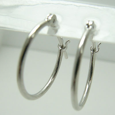 フープピアス　パイプサイズ　1mm×13mm　K14WG[14金ホワイトゴールド] y110401
